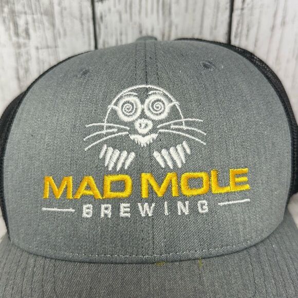 Richardson Mad Mole Brewing Trucker Hat Cap Gray Black Adjustable - Picture 2 of 9